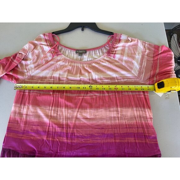 Style & Co Womens Large Faded Pink Ombre Boho Ruffle Top - Picture 5 of 9